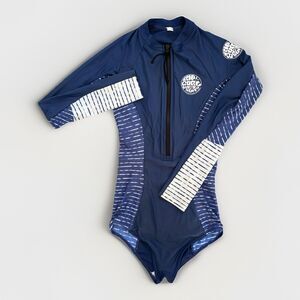Rip Curl Swimsuit Womens Size 4 One Piece Long Sleeve Bodysuit Blue Swim